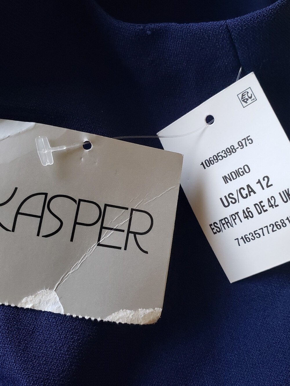 Kasper NWT Sleeveless Midi Sheath Dress 12 Navy Blue Career Office Work Business - Picture 15 of 16